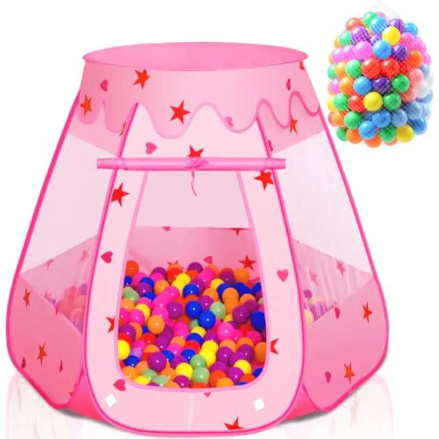 

Baby Ball Pit for Toddler with 150 Balls, Pop Up Play Tent for Girls, Princess Toys for Indoor Outdoor Playhouse with Carry Bag