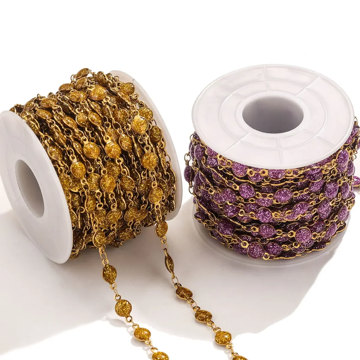1meter Stainless Steel Colorful Enamel Round Metal Chains for DIY Necklace Bracelet Jewelry Making Supplies Handicraft Wholesale