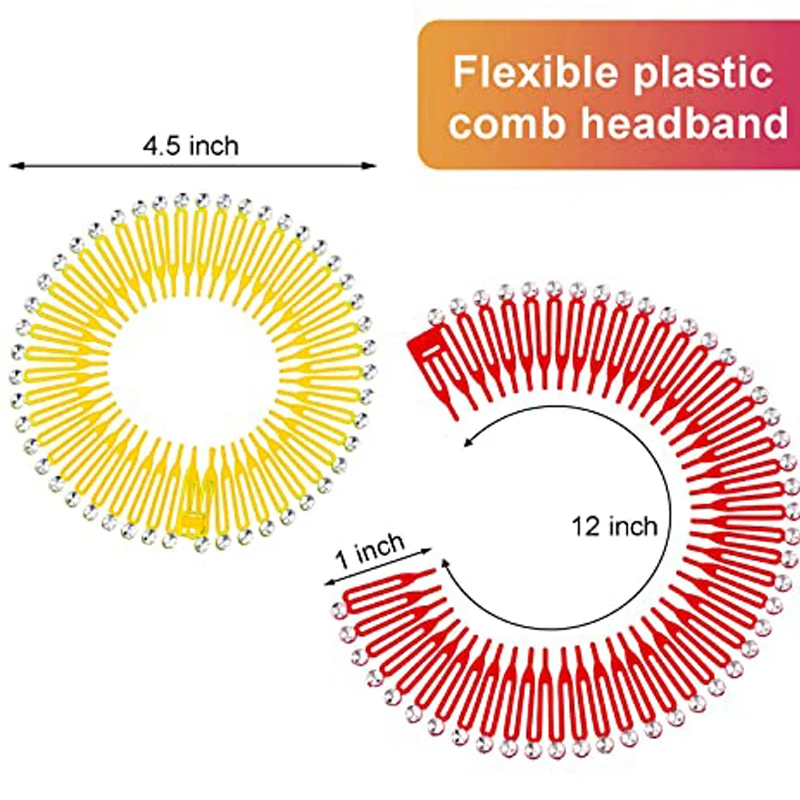 15 Stück volle runde Stretch kamm Stirnbänder flexible Kunststoff Kreis Haar wickel Haarband halter – Detail 2