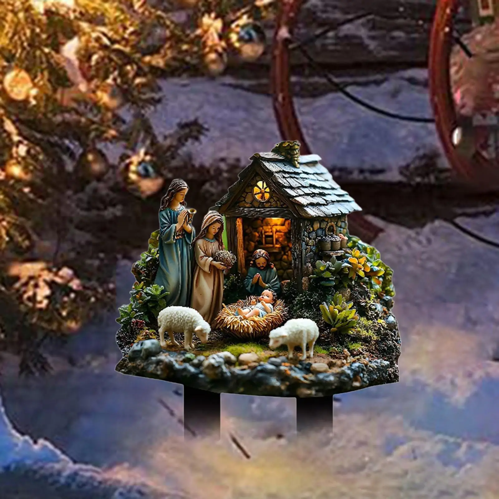 Outdoor Holy Family Nativity Scene Christmas Decoration Xmas Decor Stakes Courtyard Party Supplies Creative Acrylic Ornament