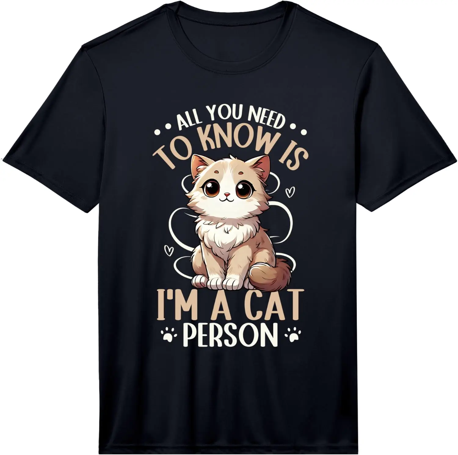 Mens Person Cute Kitten Pet Lover Cat Humor Performance T-Shirt 100% Cotton Trendy Y2K Short-Sleeve Tee – Soft, Quick-Drying, &