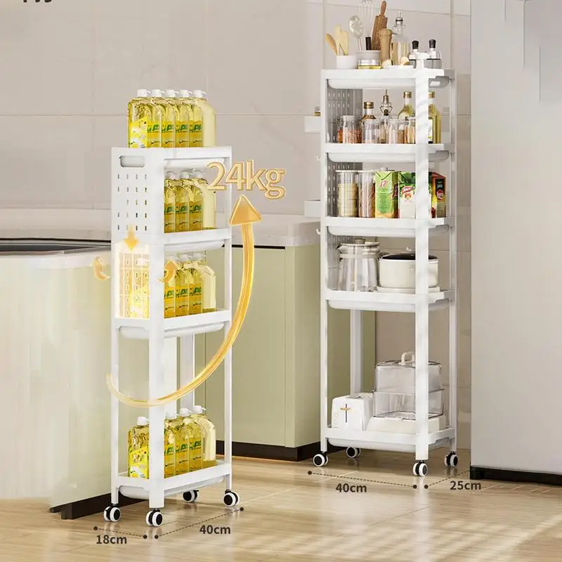 Solid Small Utility Cart With Wheels 4-Tier Cart With Wheels Kitchen Items Storage Organizer Movable For Bedroom Bathroom