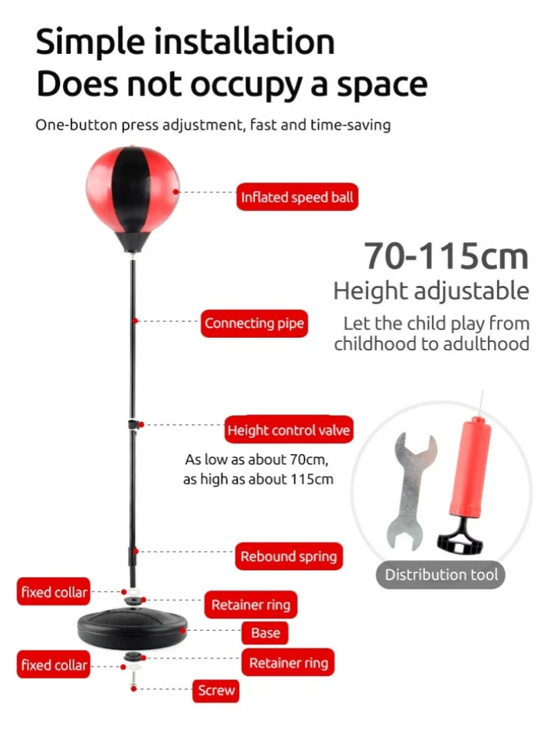 Kids Fitness Toy Vertical Boxing Speed Ball Stand Boxing Bag Height Adjustable Punching Ball With Boxing Gloves for Kids Gift