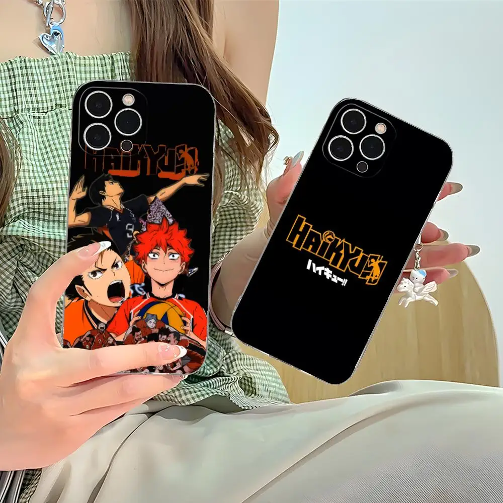 

Чехол для мобильного телефона Haikyuu Karasuno для iPhone 16, 15, 14, 13, 12, 11 X XR XS 8 6 Pro Max Plus, мини-прозрачный чехол с цветным принтом, красивый