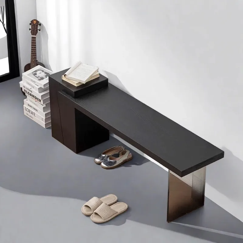 

Wabi Sansan Solid Wood Bench Bedroom Shoe Change Stool Log Bedside Stool Living Room Home Dining Table and Chairs