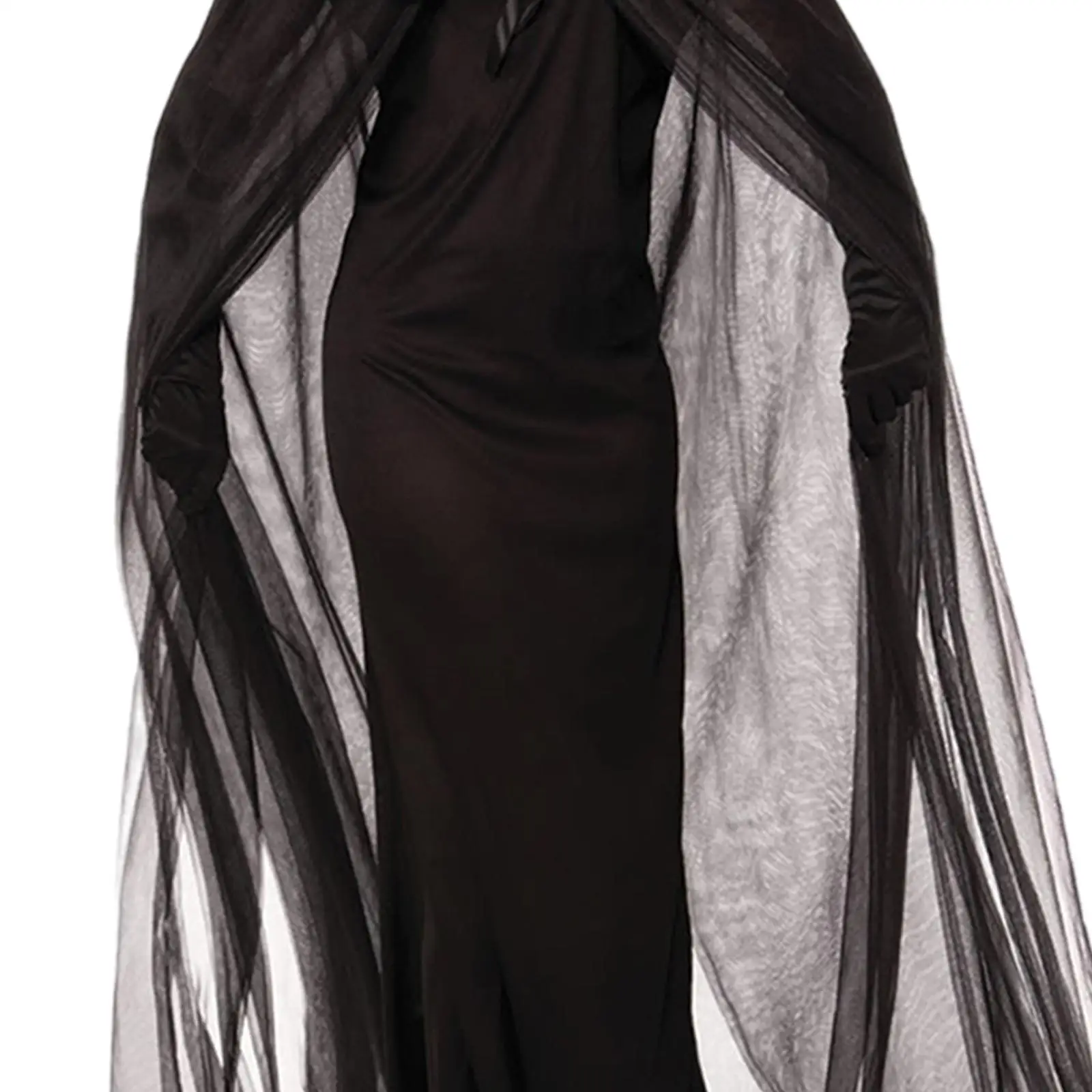 Tule Cape met capuchon Vampierbruid Lange netjas voor maskeradefeest Halloween