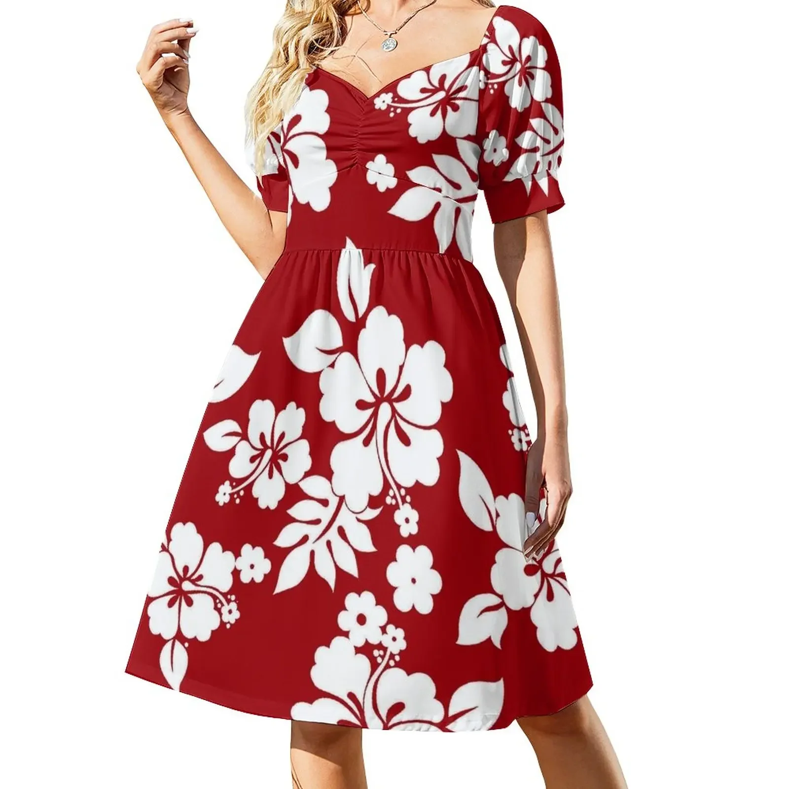 

Hawaiian Pattern - Red Short-Sleeved Dress luxury dresses women long dresses dresses korean style