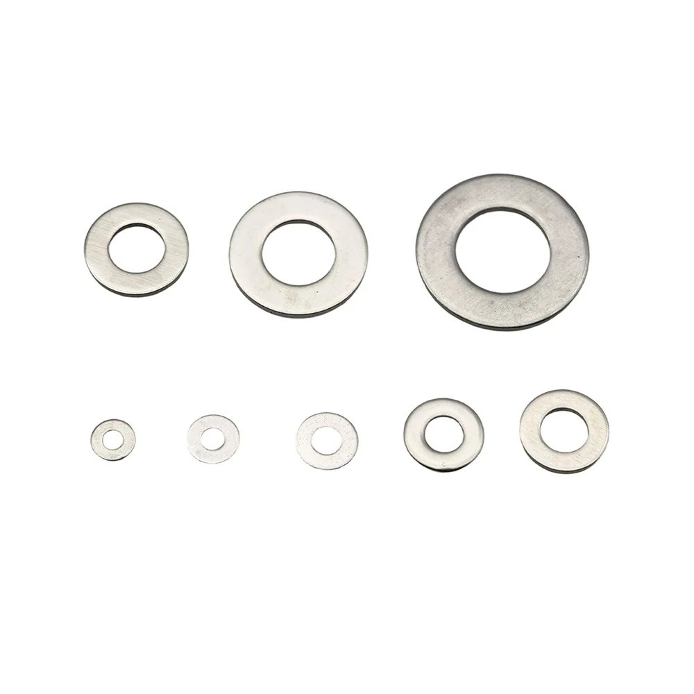 180Pcs Stainless Steel Gasket Washer Set 8 Sizes M2 M2.5 M3 M4 M5 M6 M8 M10 Repair Flat Washers Ring Fastener Assorted Kit