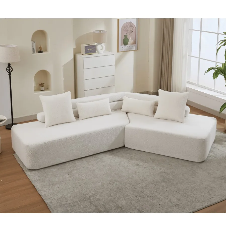 [NEW ARRIVED] [VIDEO PROVIDED] 128"Minimalist Cloud Sectional Couch Modern Couches 4-Seater No Assembly Two modular sofa Boucle