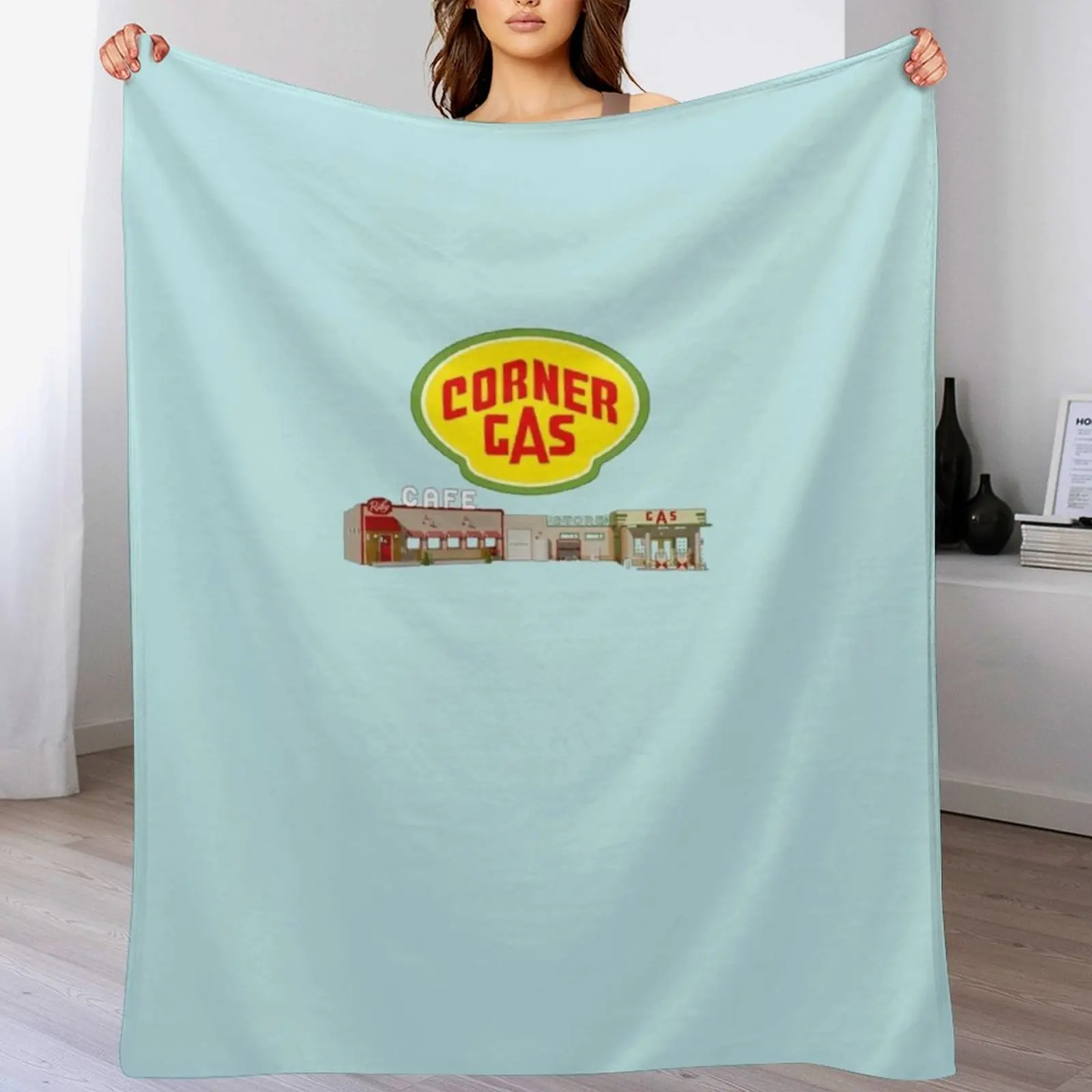 Corner-Gas-Logo-and-Station-Womens Classic T-Shirt Throw Blanket Decorative Throw Travel Plush Sofa Quilt Blankets