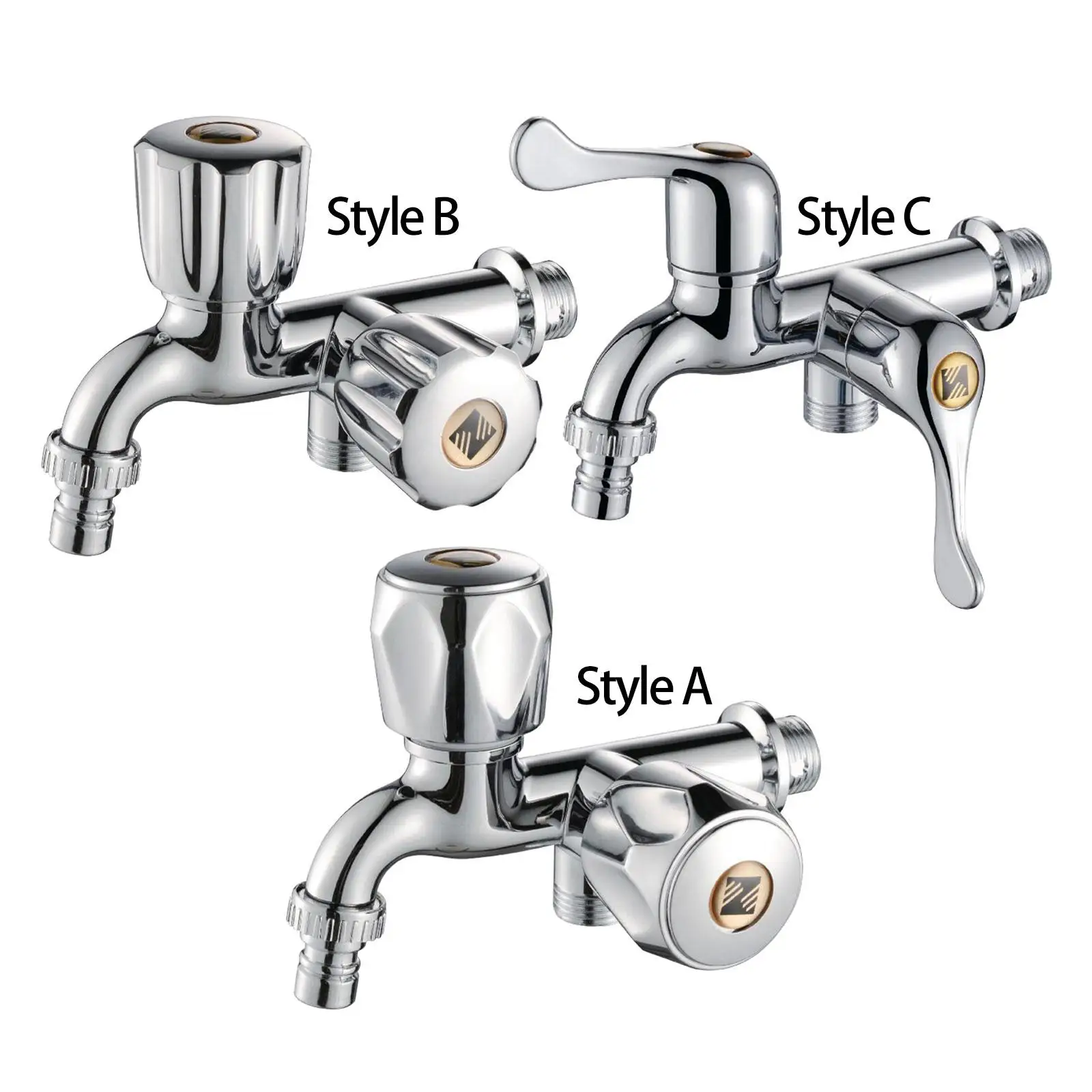 Water Faucet for Washing Machine Double Spout Double Switch G1/2 Water Tap Faucet Sink Water Tap for Garden Bathroom Kitchen