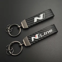 2024 Carbon Leather Keyring Luxury Women Car Keychain For Hyundai i20 i30 Elantra Kona Sonata Tucson N Line Keychain Accessories