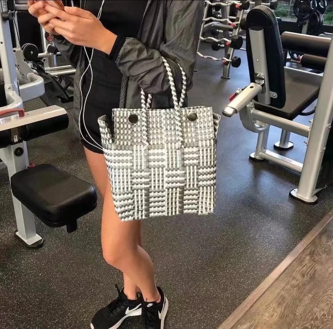 Handwoven PE Shopping Basket Waterproof Bag Cabbage Basket Unique Piece Unisex Soft Tote Bag Korean Style Pure Color Bag