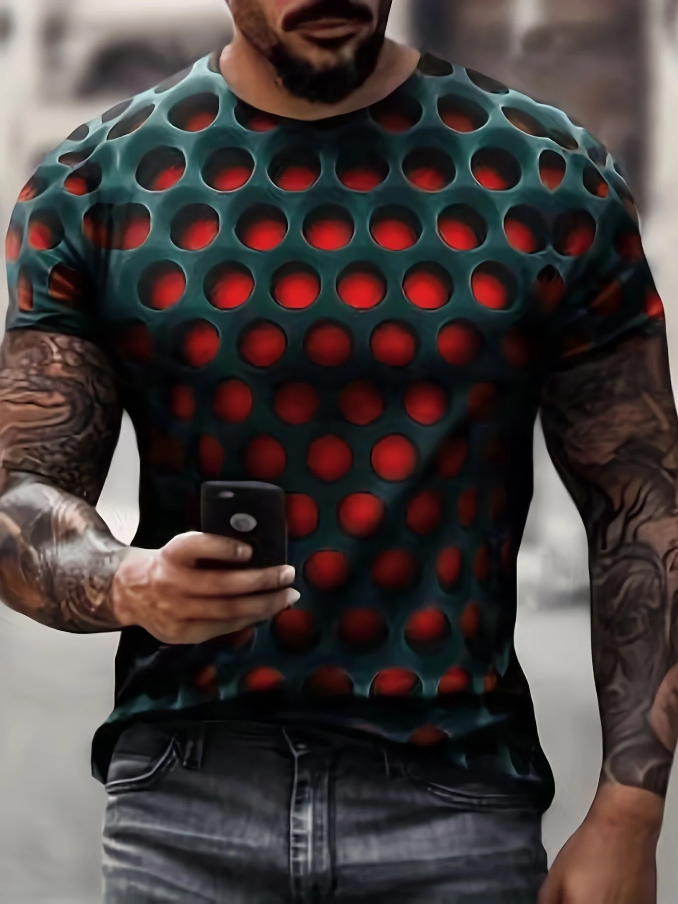 

Summer Men's Cool 3d Pattern Graphic Casual Slightly Stretched Short Sleeves Crew Neck Men's Clothing Fathers Day Gifts Tops