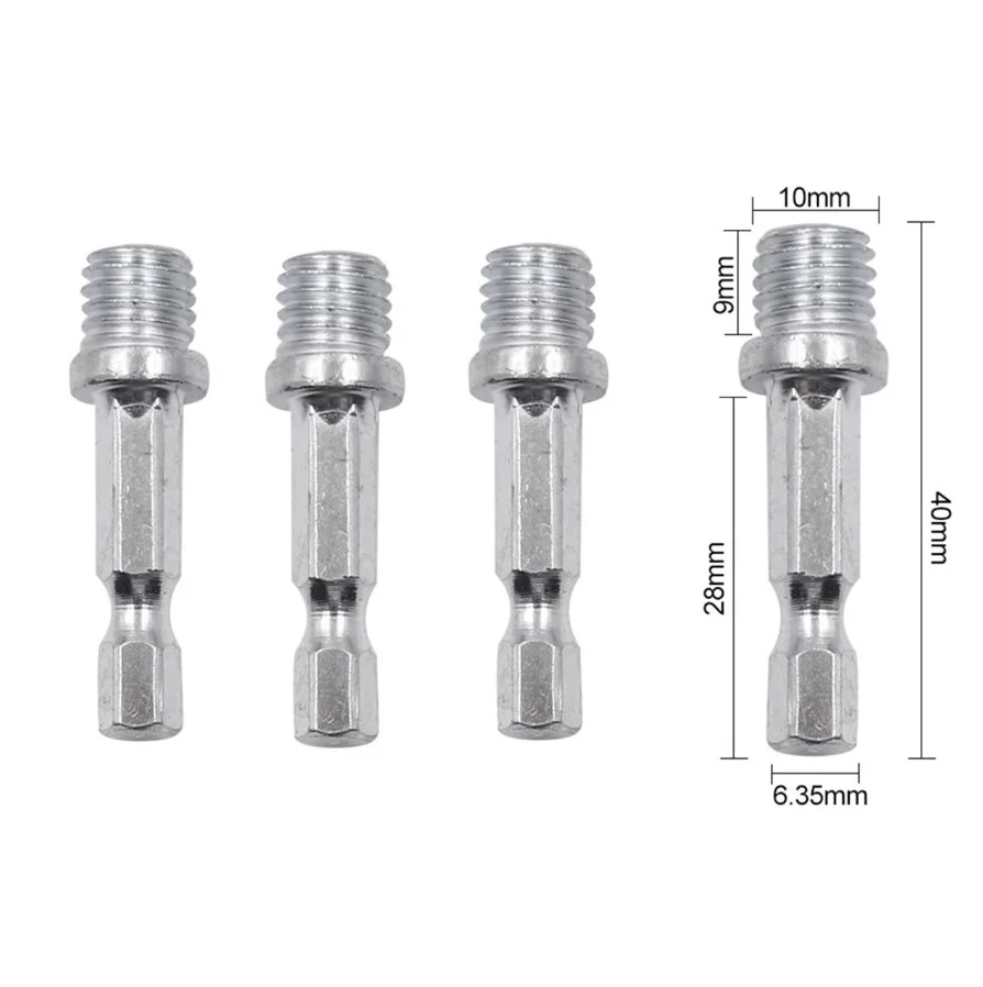2/4pc 1/4 Hexagon Connecting Rod Adapter Drill Chuck M10 Polishing Disc Connection 6mm Shank Diameter Power Tool Accessories