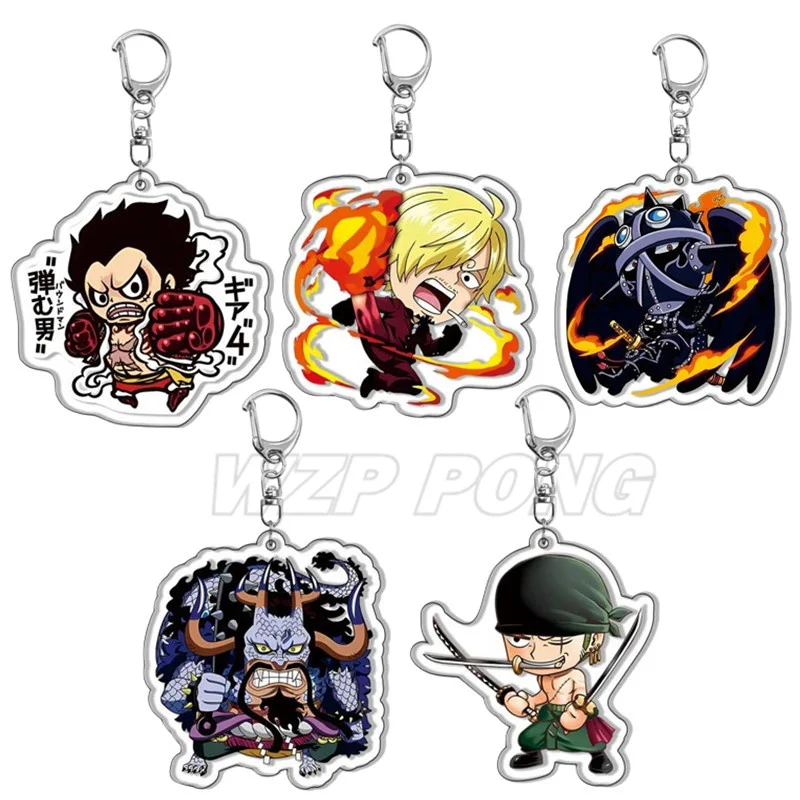 One Piece Acrylic Figurine Keychain Toy Nika Luffy Kaidou Law KING Eustass Kid Chopper Roronoa Zoro Key Chain Gifts Accessories