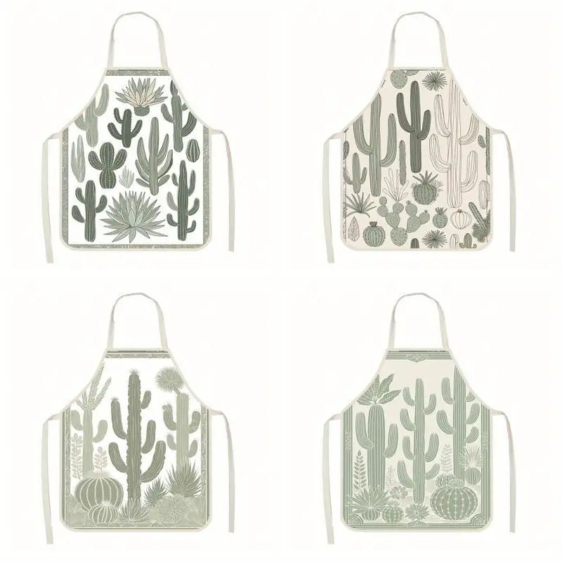 

Фартук с узором кактусов. Льняной фартук, подходящий для приготовления пищи на кухне, общения родителей и детей, рисования и других мероприятий.