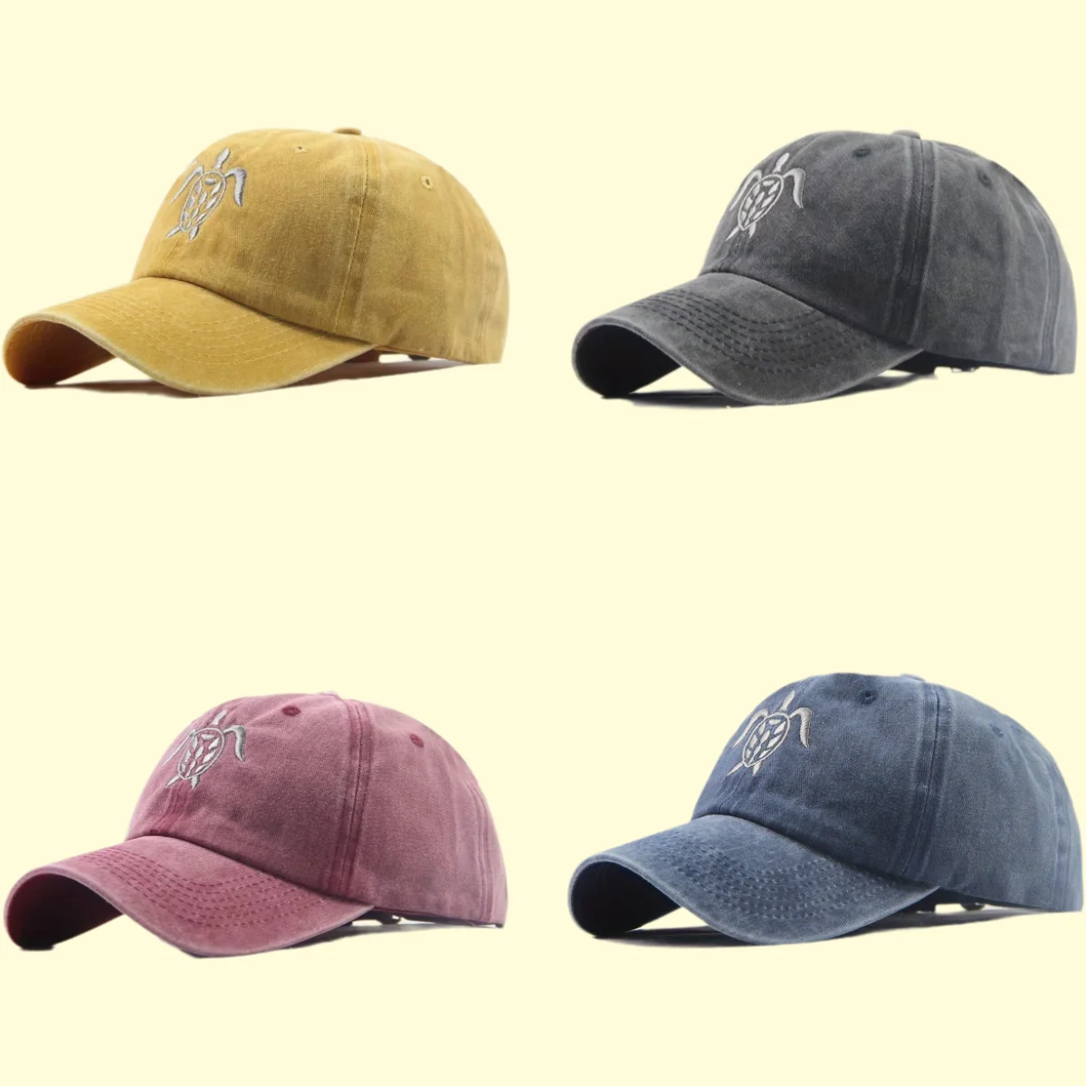 

Turtle Embroidery Baseball Cap Washed Cowboy Vintage Leisure Street Hip Hop Cap Men's Fashion Lightweight Outdoor Sunshade Hat