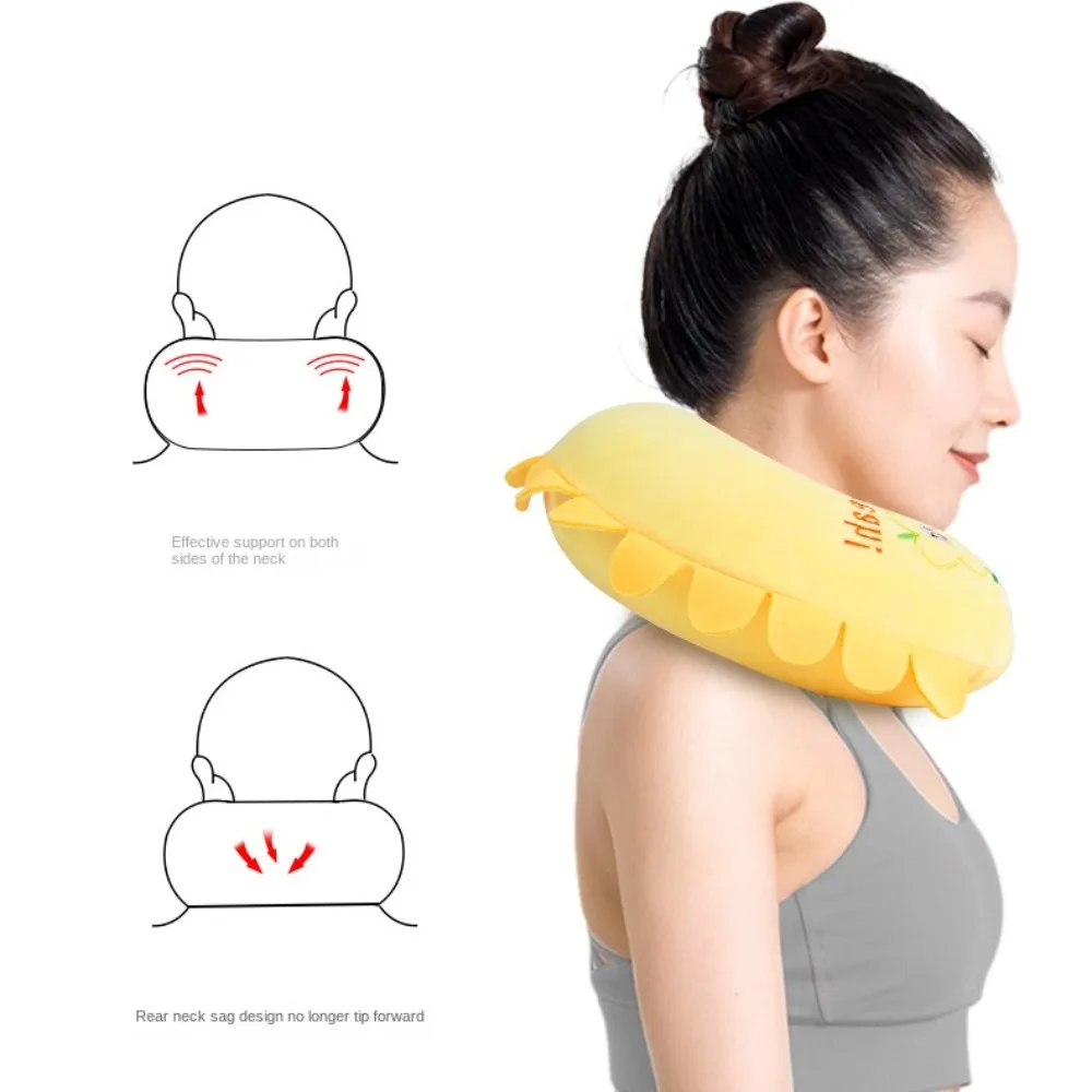 

Portable Memory Foam Plush U-shaped Nap Pillow Solid Color Cartoon Flight Neck Pillow Soft Nursing Cushion