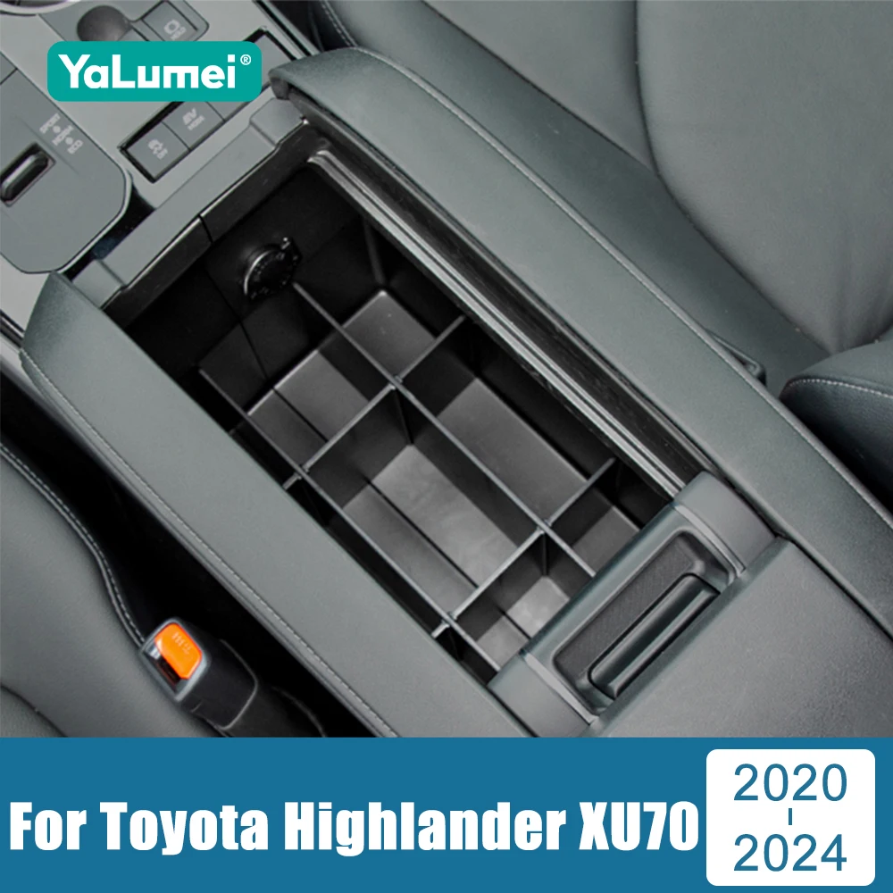 

For Toyota Highlander XU70 2020 2021 2022 2023 2024 Hybrid ABS Car Center Console Organizer Tray Cover Armrest Storage Box
