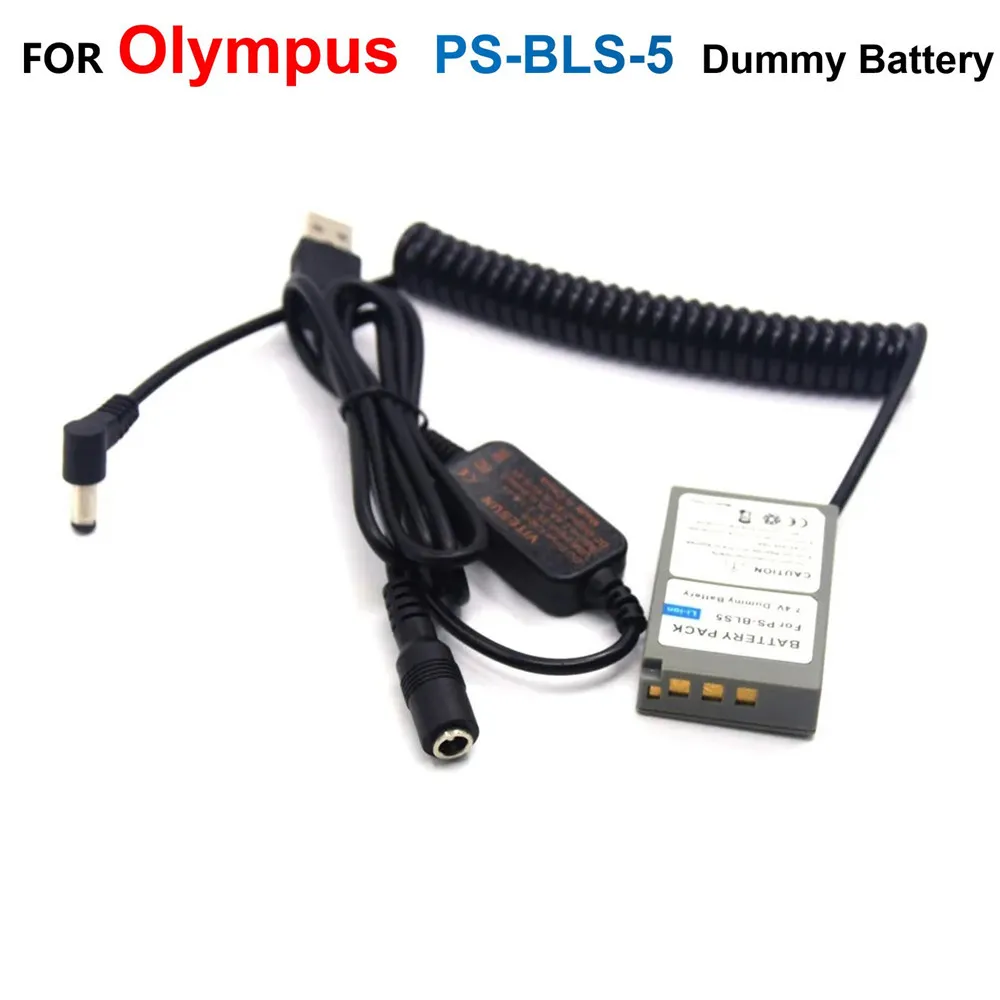 

BLS-5 Spring DC Coupler Adapter PS-BLS5 Fake Battery+5V USB Power Cable For Olympus OM-D E-M10 PEN E-PM2 E-PL2 E-PL5 E-PL7