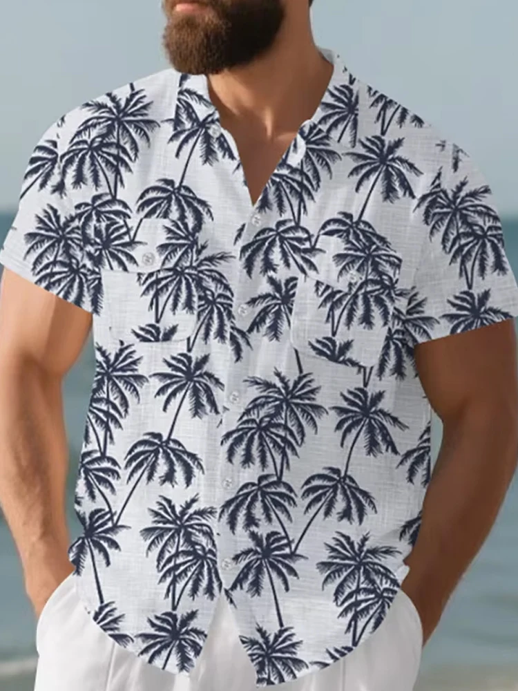 

Casual Short Sleeve Button-up Shirt Vintage Men Summer Turn-down Collar Shirt Men's Clothing Retro Graphic Print Shirt For Mens