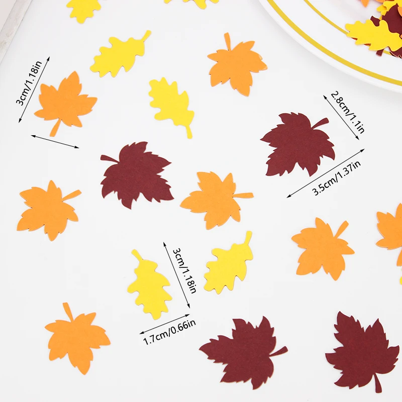 100 Stück Herbst-Dankfest-Hartriebblatt-Konfetti, Geburtstags- und Hochzeitsparty-Hartriebblatt-förmige Tischdekoration – Detail 5