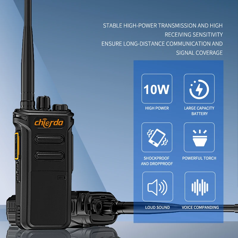 Walkie Talkie Chierda TC-358 10W Radio Receiver 10KM Long Range Two-Way Radio Station for Factory Farm Warehouse