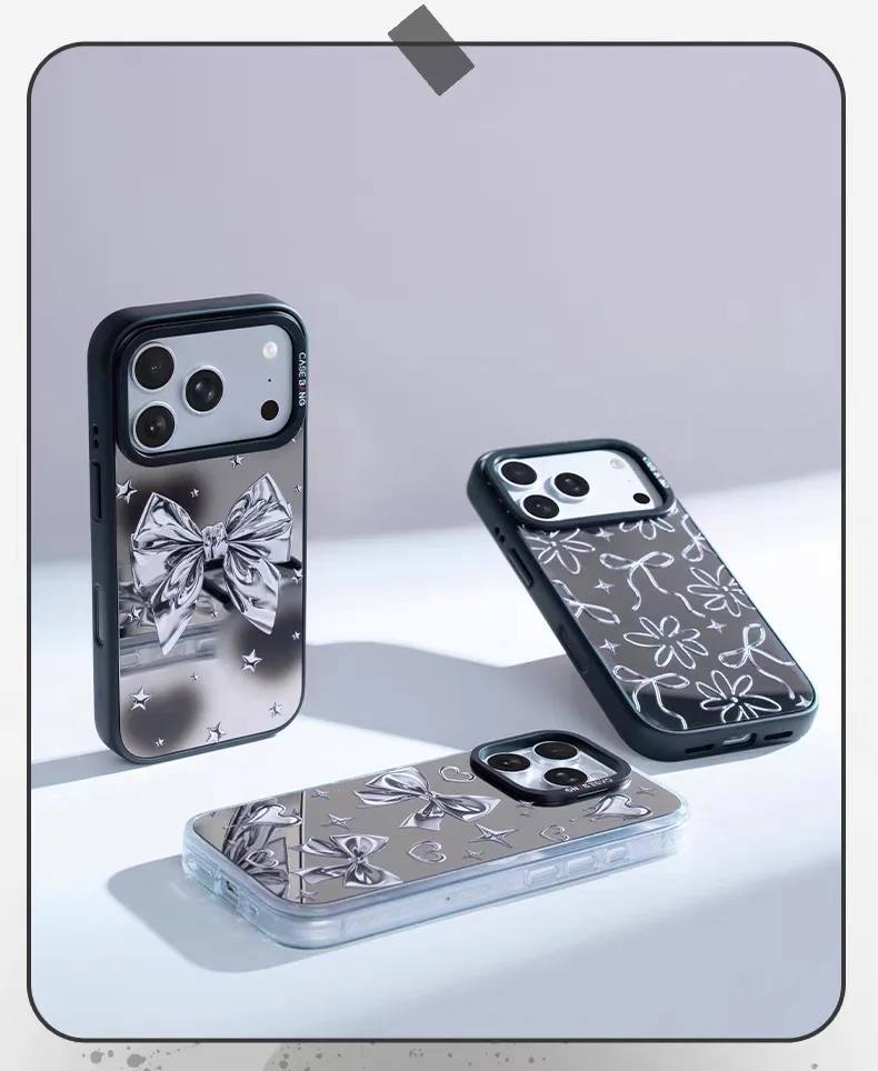 Casebang Cover Per Iphone Silver Wing Bow, Custodia Magnetica Rimovibile-image