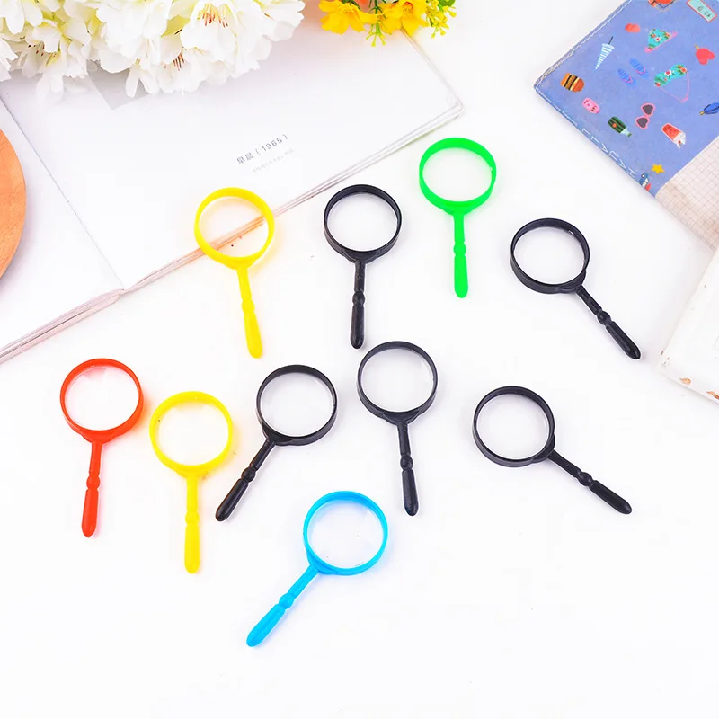 Plastic Mini Magnifying Glass Children\'s Toys Learning Education Handheld Magnifier Portable Loupe Reading Lens Kids Inspection