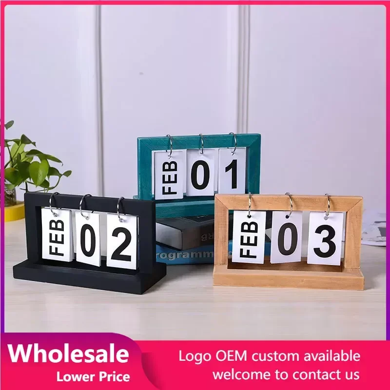 

2023-2024 Desk Calendar Desktop Wooden Perpetual Desk Block Planner Standing Flip Calendar Planning Organizing Daily Schedule