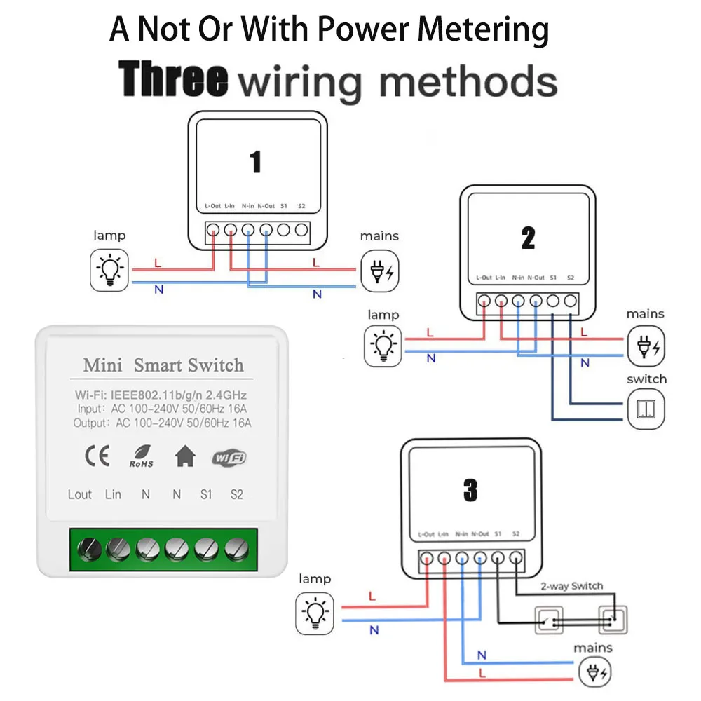16A Tuya WiFi Smart Switch 2-way Control Switch Mini Smart Breaker Smart Life Control Work With Alexa Google Home Alice