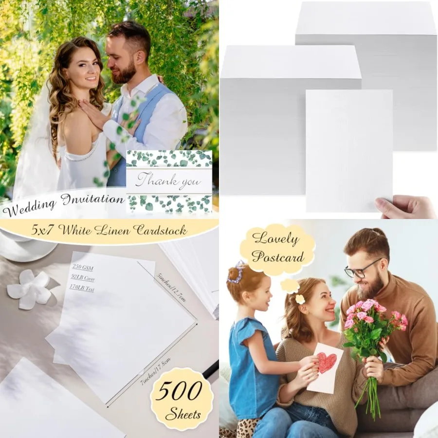 

00 Sheet Linen Cardstock Invitation Cardstock Heavyweight Printer Paper 92lb 20gsm Inde Cards for Printer Cover Postcards Blank