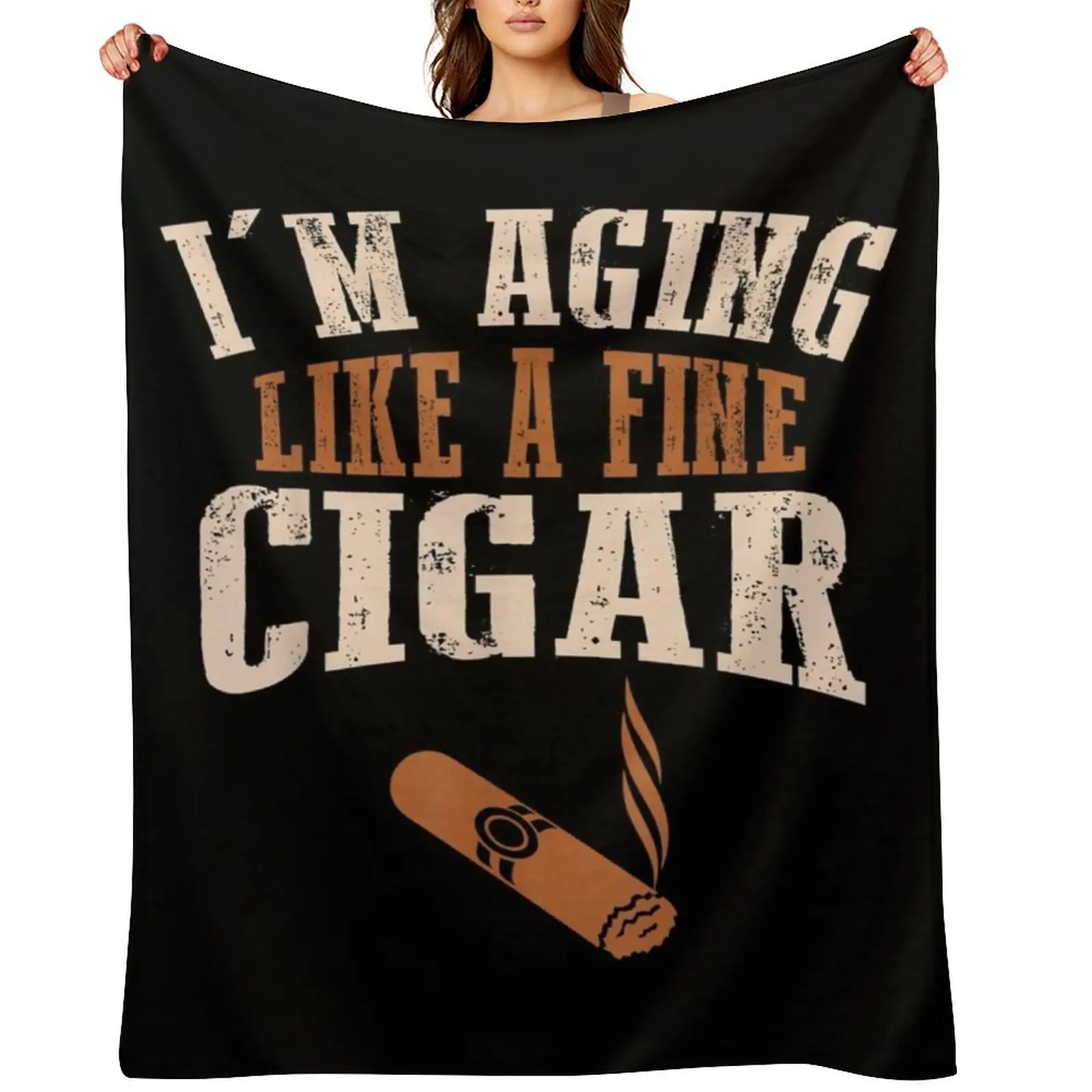 Cigar Funny Smokers Lovers Im Aging Like Fine Throw Blanket Sofas heavy to sleep Luxury St Thermals For Travel Blankets