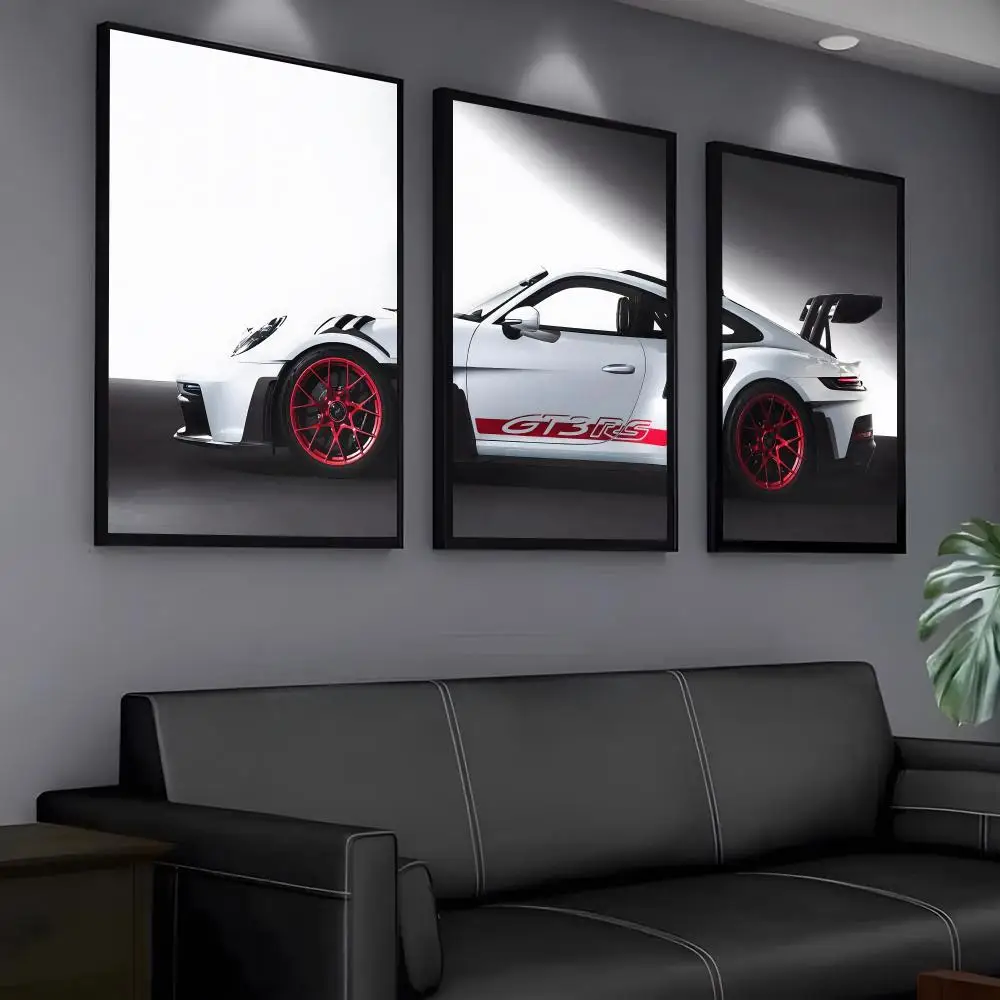 Image of 1 Stück Rahmenloses Klassisches Luxus-Sportwagen GT3-RS Gemälde Kalligraphie Wandkunst Leinwand Ölgemälde Poster Druck Heim-Garage-Dekor
