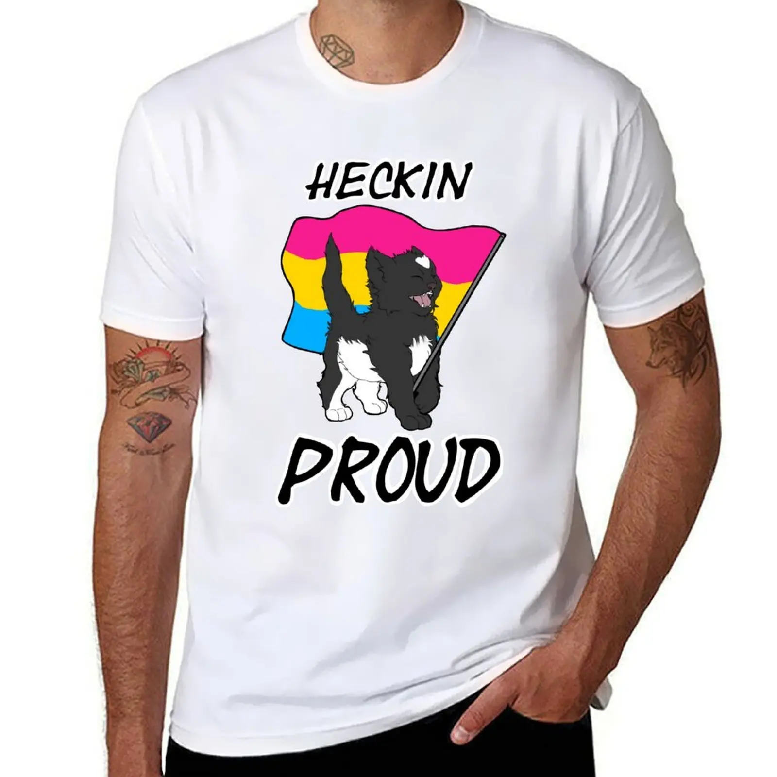 

Heckin Proud Cat - Pansexual Pride T-Shirt man t shirts cotton anime tshirt T-Shirt