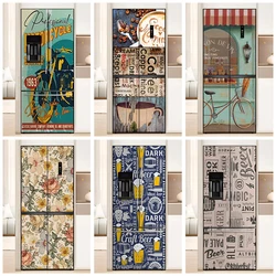 Vintage Beer Poster Refrigerator Door Sticker Waterproof PVC Kitchen Fridge Illustration Motorcycle Coffee Shop Mural Poster