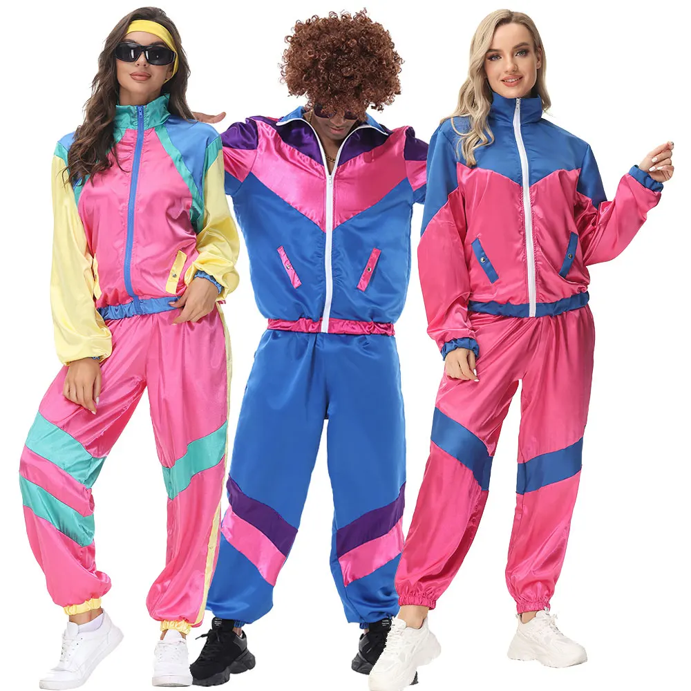 

Women Male Couples Hippie Costumes Vintage 70s 80s Rock Disco Cosplay Outfits Carnival Halloween Party Fantasia Dress Up