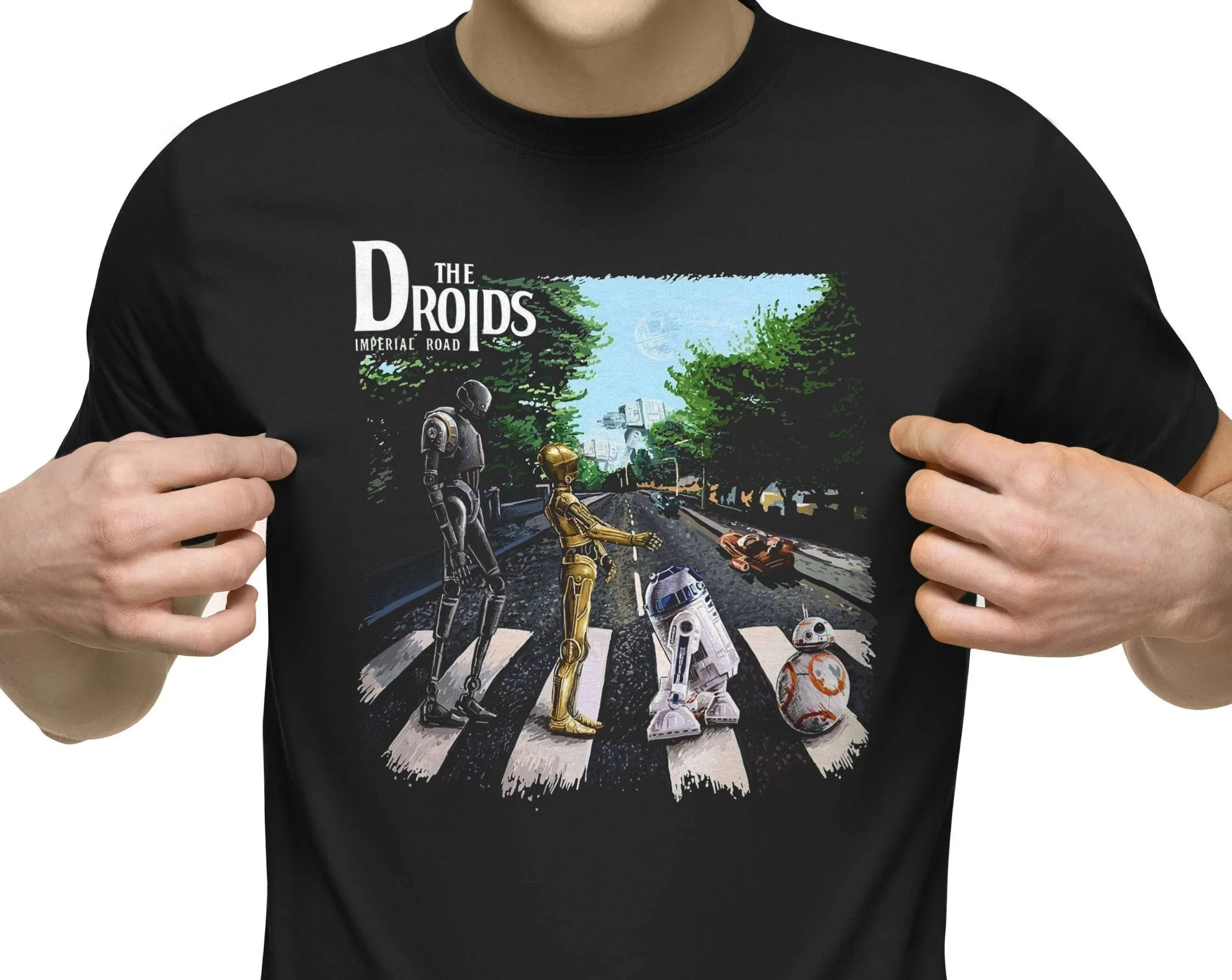 Droids Imperial Road T-Shirt Herren-Trainingsanzug, Baumwolle, lässige Sportbekleidung, Rundhalspullover, kurze Ärmel, modisch, Sommer, Streetwear