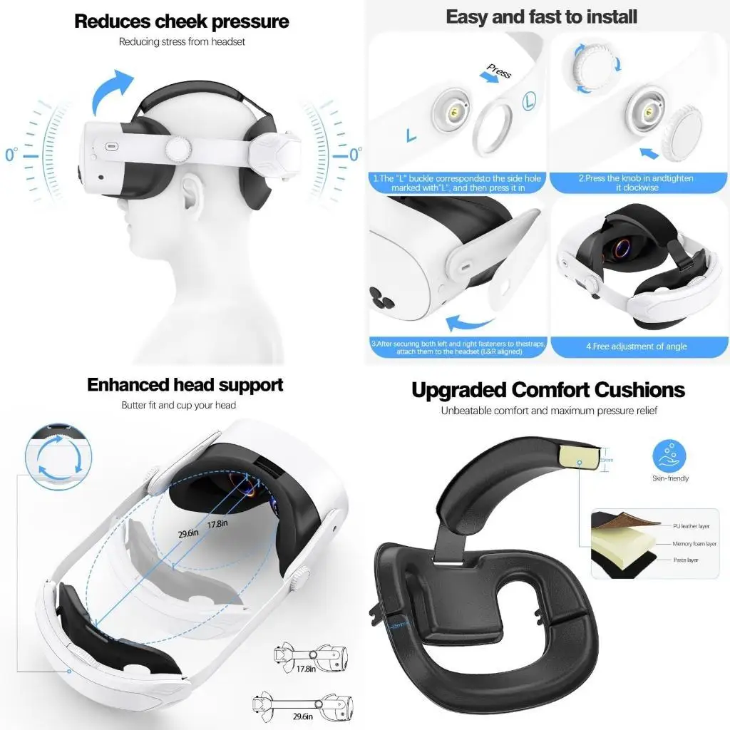 

652F Replacement Head Straps For 2/3/3S Accessories Adjustable Reduce Head Pressure for Headsets Straps