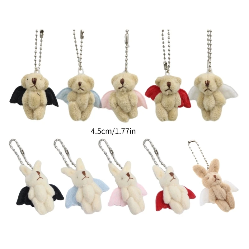 Cartoon Pilot Bear Keychain Cute Phonechain Plush Pendant for Bags and Keys Lovely Panda Shaped Keyring Accessory