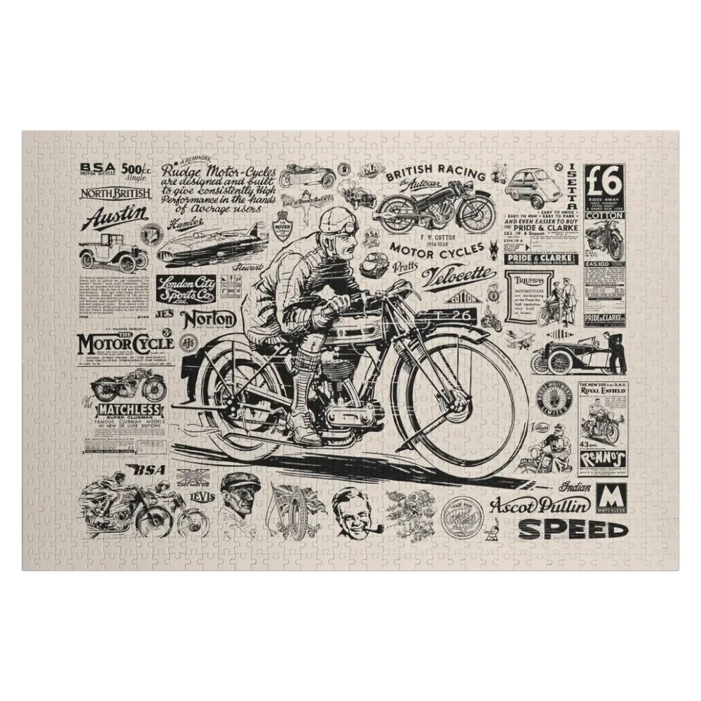 

Motorcycle montage from the 1900s to the 1960s Jigsaw Puzzle Customizable Child Gift Jigsaw Pieces Adults Puzzle