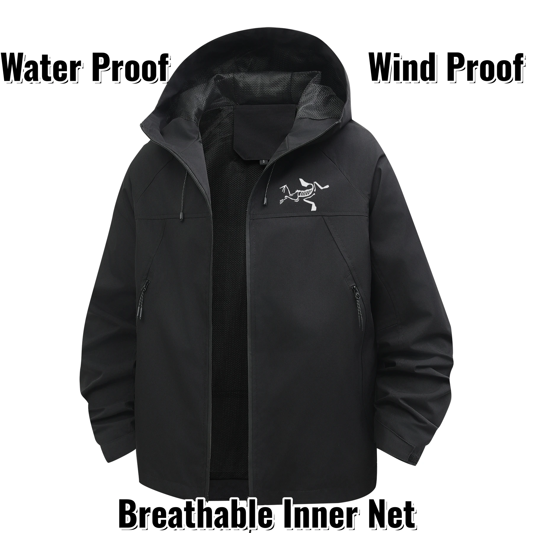 

Unisex Waterproof Windproof Hooded ARC Jacket with Breathable Inner Net - Multiple Colors for Outdoor