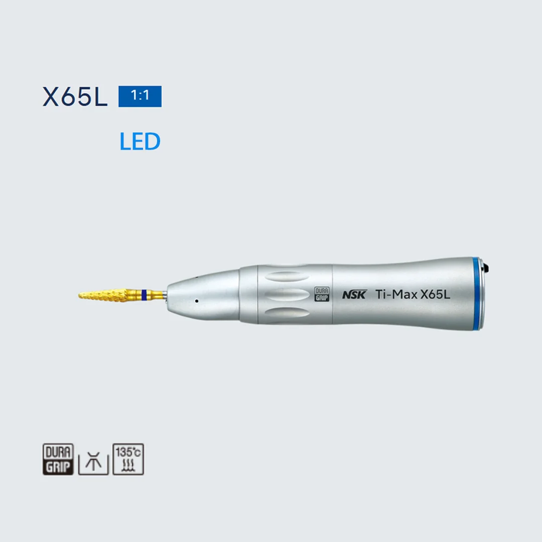 NSK Ti-MAX X65L pièce à main dentaire basse vitesse 1:1 entraînement direct Led optique pièce à main droite anneau bleu implant outil chirurgical moto