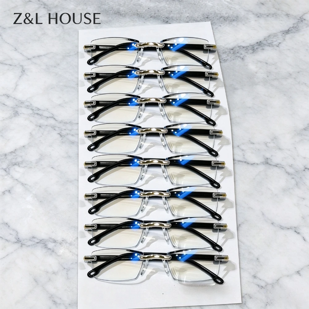 8 Reading Glasses Eye Prescription: + 100~ + 400 Men's and Women's Rimless Glasses, Glasses Are Light and Easy To Wear, Very Suitable for Daily Office and Reading, and Also Very Suitable for Sending Elders.