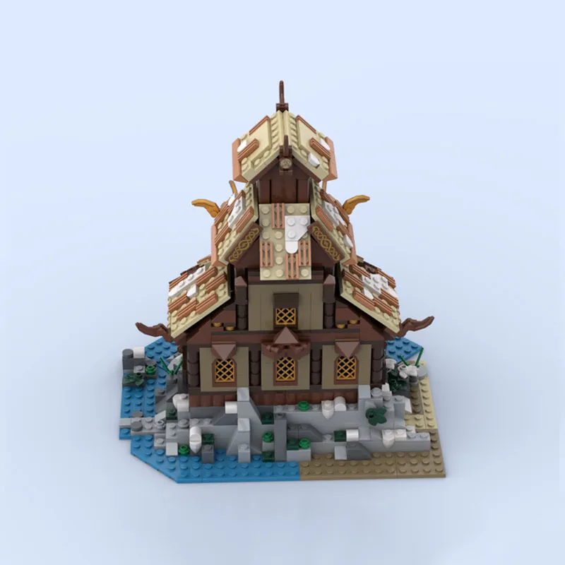 MOC-bouwstenen Viking-huismodel beeldje creatieve montagespeelgoedset - een feestelijk cadeau geschikt voor alle liefhebbers