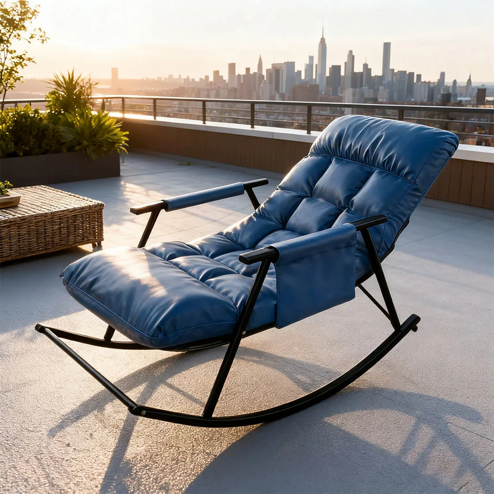 Rocking Chair Lazy Sofa Chairs Technology Cloth Lounge Chairs Adjustable Backrest Washable Relaxation and Comfort Recliner Chair