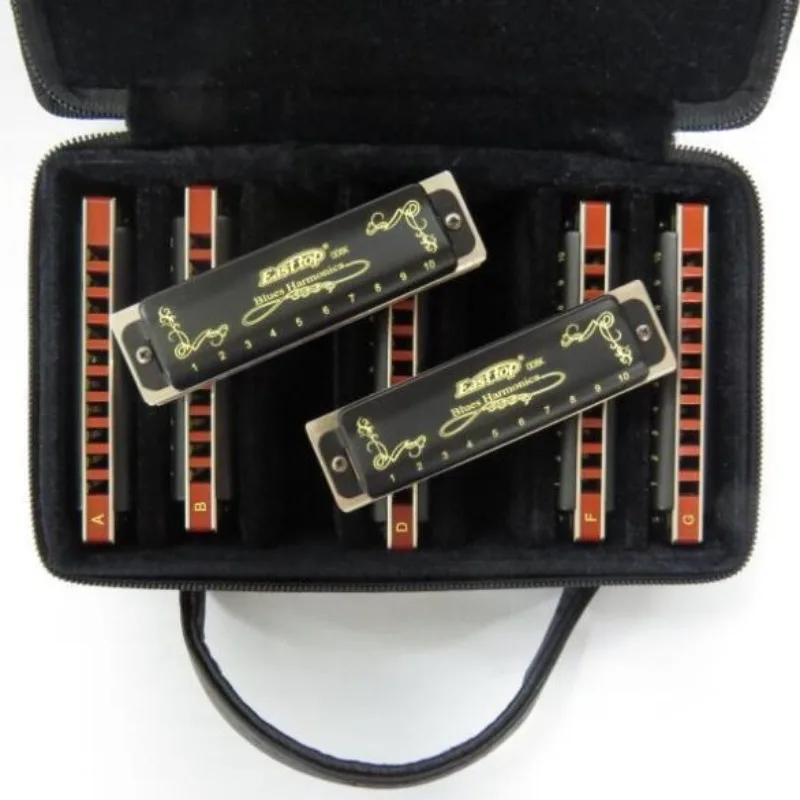 10-Hole Blues Harmonica, Beginner 7/12 Set
