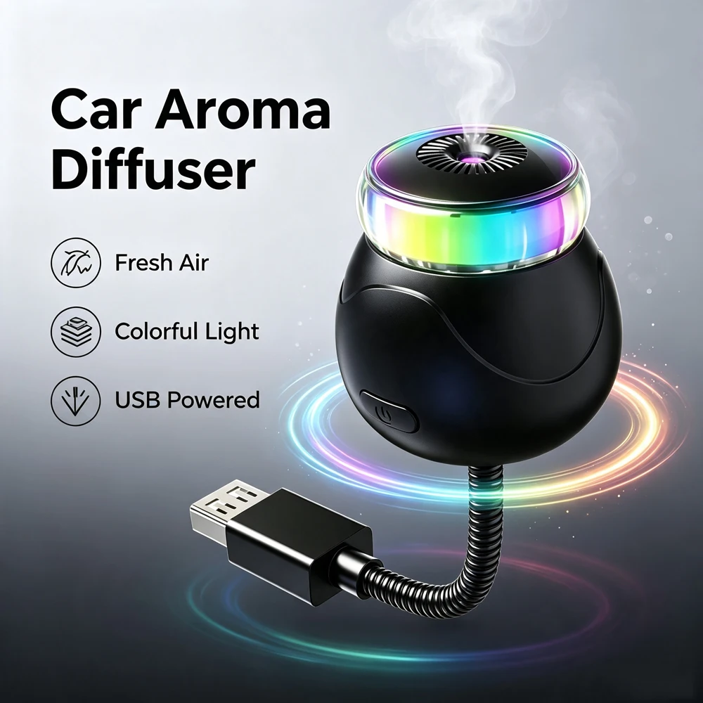 20ML Mini USB Air Humidifier Portable LED Lamp Electric Aroma Diffuser Car Purifier Mist Maker With LED Night Light for Car Home