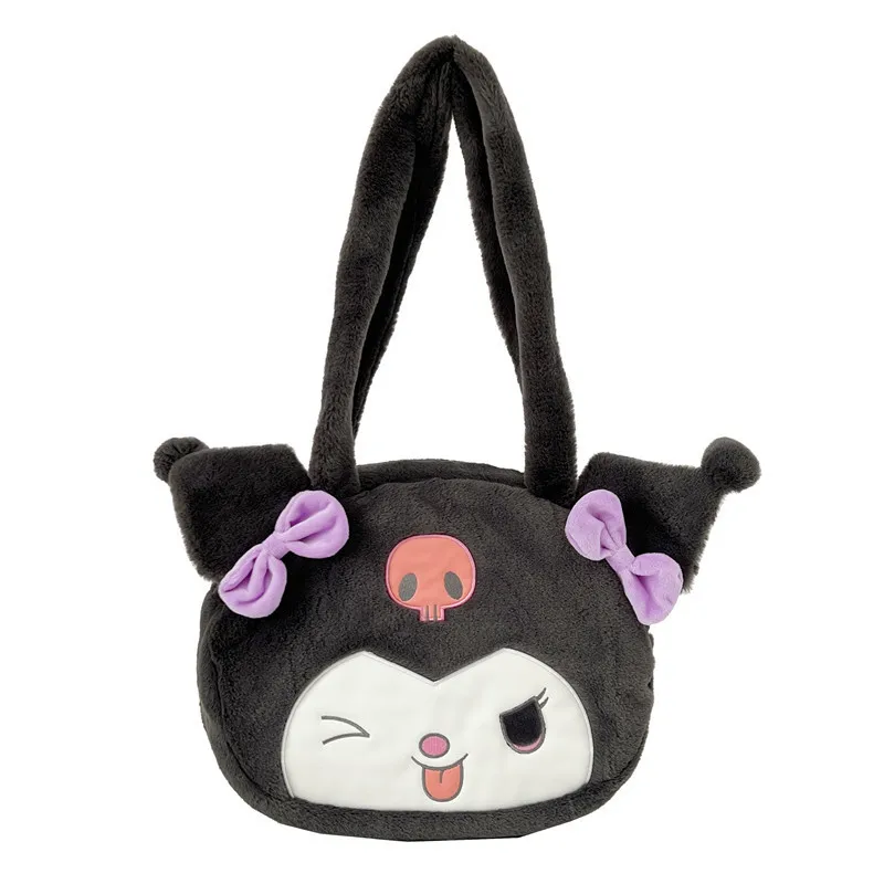 Kawaii Sanrio Plush Bag Cut Kuromi Cinnamoroll My Melody Backpack Shoulder Bag Tote Makeup Plushie Large Handbag Gift Girls